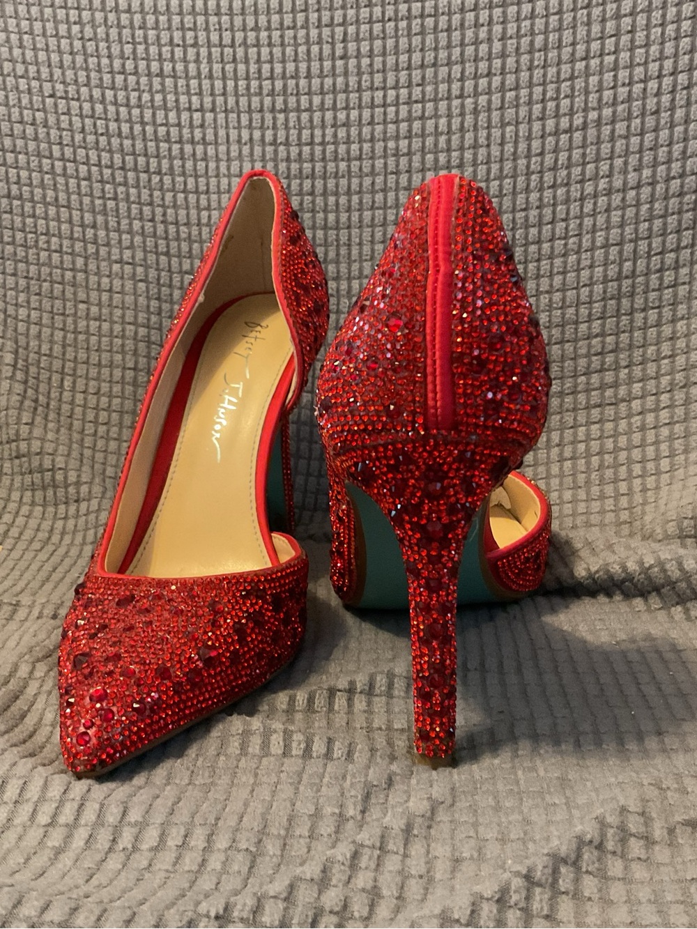 Betsey Johnson Red Crystal Pointed D'Orsay Pumps - Picture 3 of 8